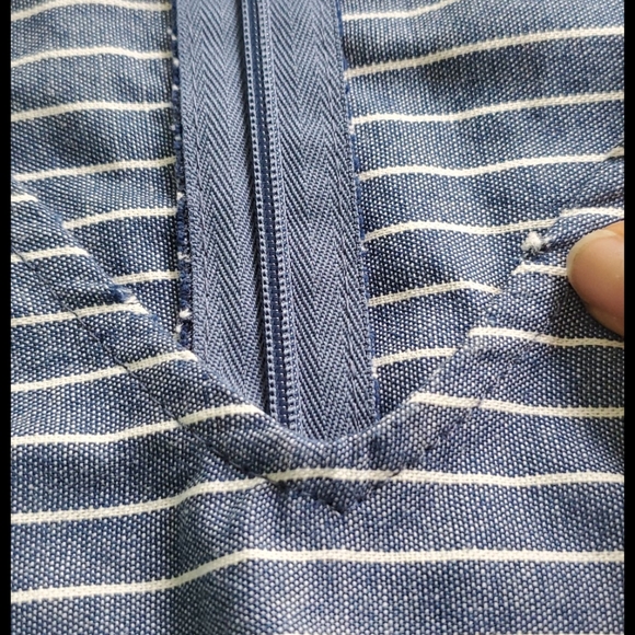 New York & Company Mixed Stripe Jumpsuit- Blue - Picture 15 of 16